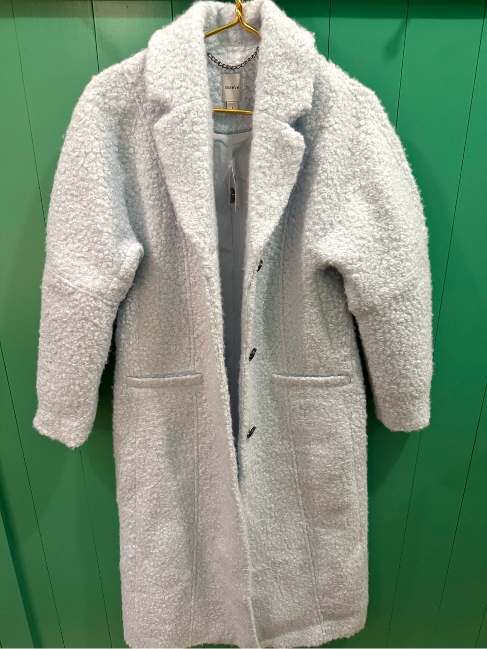 Maeve Cream Teddy Bouclé Long Coat